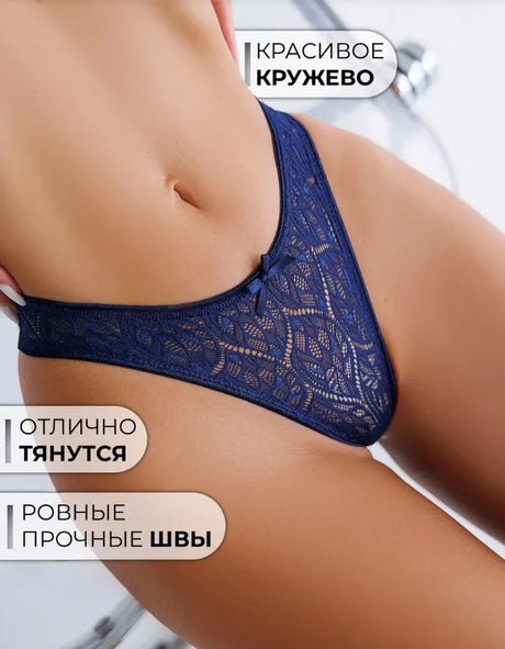 European and American sexy women's lace thong women's hollowed-out hip panties high fork hip lift