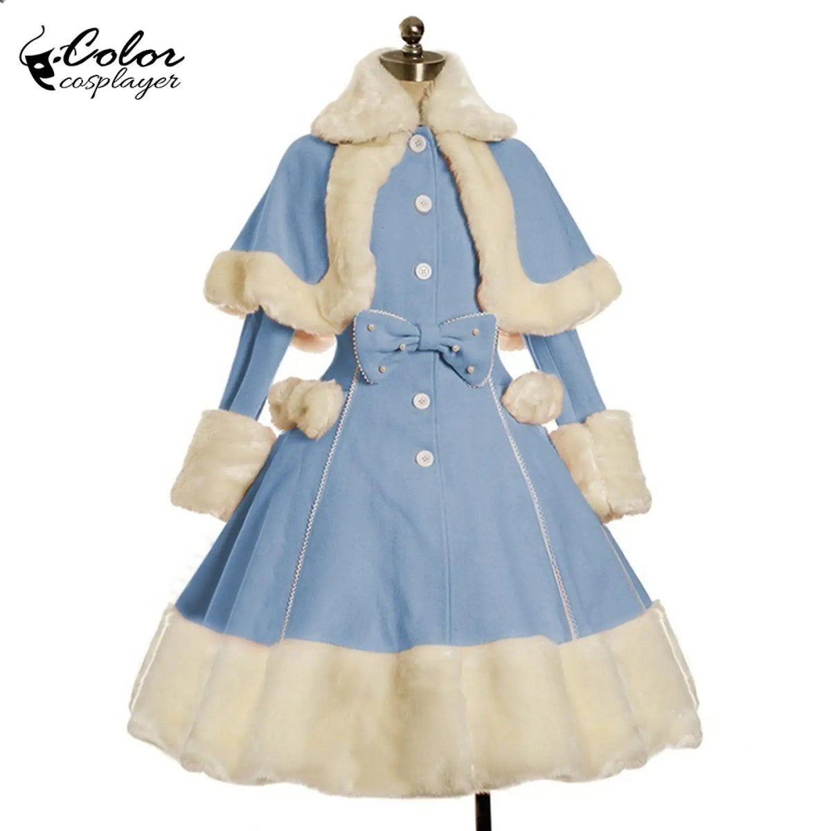 Thicken Christmas Dress Xmas Cloak Princess Cosplay Costume Red Winter Dress Women Long Sleeved Gown Furry Anime Role Outfit
