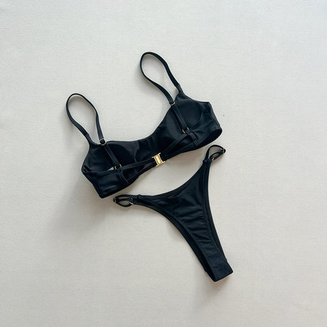 Push Up Bikinis 2025 Sexy Women Swimsuit Swimwear Female Solid Hollow Out Bikini Set Biquini Bathing Swimming Suit Beachwear