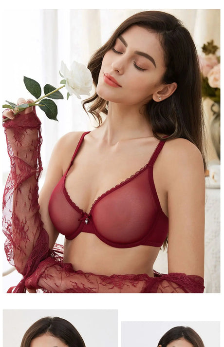 Transparent Bra Fully Sheer Mesh Bra Ultra-thin See-through Soft Underwire Bra Breathable Ultra-thin Beauty Back Sexy Bra