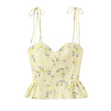 Chic Elegant Corset Top Backless Short Cami Tops New 2026 Summer Fashion Floral Printed Sexy Party Night Tops