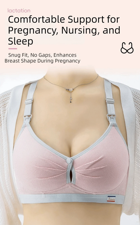 Pure Cotton Double Button Breastfeeding Bra Soft Comfortable Seamless Breathable Maternity Bra Anti Sagging No Underwire