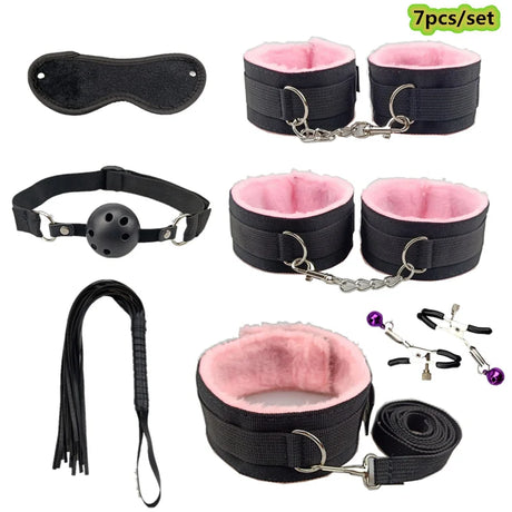 Adult Game Sex Products BDSM Bondage Set Metal Anal Plug Fox Tail Handcuffs Whip Gag Sex Shop Erotic Sex Toys For Couples Women