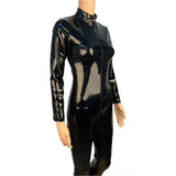 Sexy Hot Women Faux Leather Catsuit PVC Latex Bodysuit Front Zipper Open Crotch Jumpsuits Stretch Bodystocking  Costumes