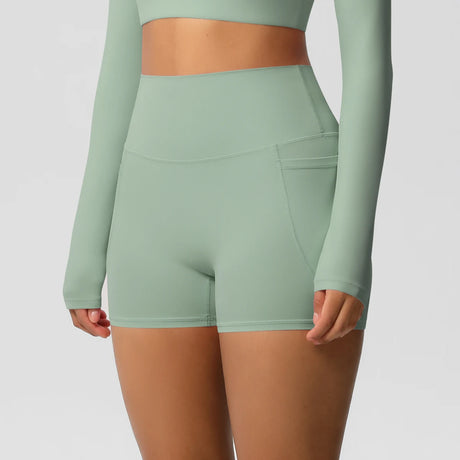 Solid Color Yoga Pants With Pockets Quick Drying High Waisted Gym Push Up Yoga Shorts for Woman Breathable Workout Fitness Short