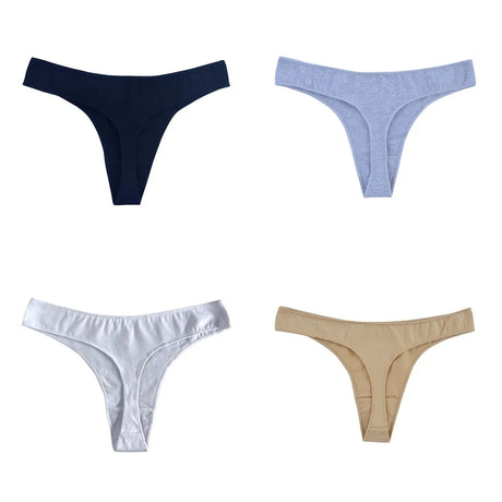 4Pcs/Set Cotton Thongs Women Low Rise Panties G-String Female Underpants Seamless Underwear Sexy Lingerie Intimates M-XL