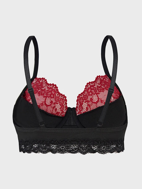 Ultra-Thin Lace Edged Skull Print Bra with Steel Ring Underwear Women's Fashionable Skeleton Patterned Bralette