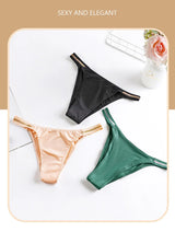 Ice Silk Thongs Women's Panties Luxury Bikini G-String Seamless Underwear Low Waist Briefs Female Underpant Pantys Sexy Lingerie