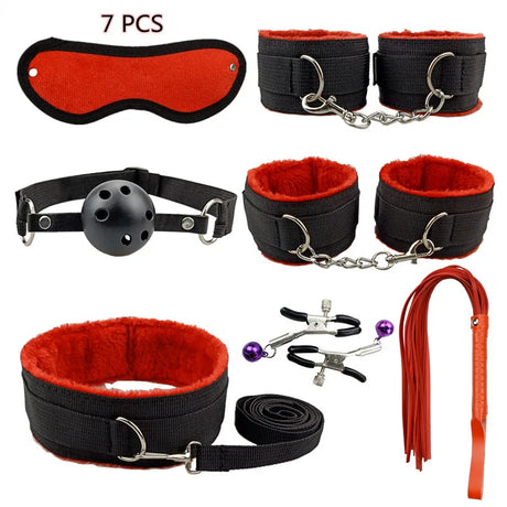 Adult Game Sex Products BDSM Bondage Set Metal Anal Plug Fox Tail Handcuffs Whip Gag Sex Shop Erotic Sex Toys For Couples Women