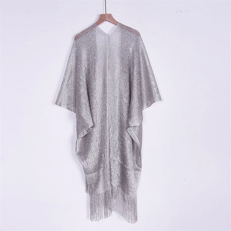 Swimsuit Cover-ups  Fashion Tassel Gold Bikini Beach Cover Up Sexy Beach Dress Tunics for Women Summer Wear See Through