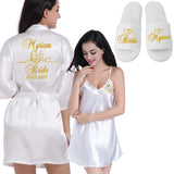Customized Logo Wedding Date Name Bathrobe Faux Silk Bridal Robe Bride Bridesmaid Wedding Robes Woman Bachelorette Preparewear