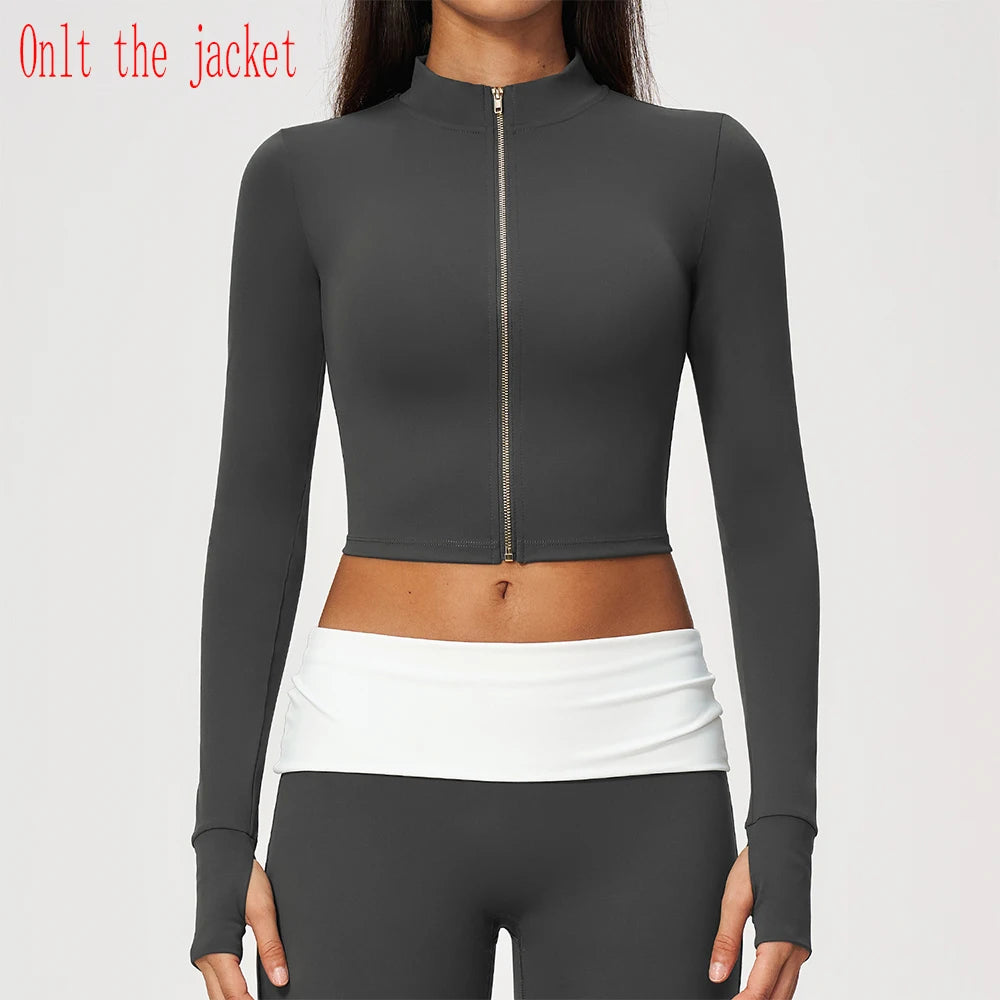 Yoga Long Sleeve Women's Zipper Sports Jacket Fitness Yoga Shirts Gym Top Activewear Running Coats Workout Clothes For Cycling