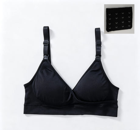 Wireless Low Cut Maternity Nursing Bra With Extender, Removable Pads, Soft Stretchy Breathable Pregnancy Breastfeeding Bra