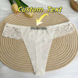 Personalized Custom Thong Name Crystal Letter G-String Low Waisted Lace Thong Ice Silk Bikini Panties Hot Wife Girlfriend Gift