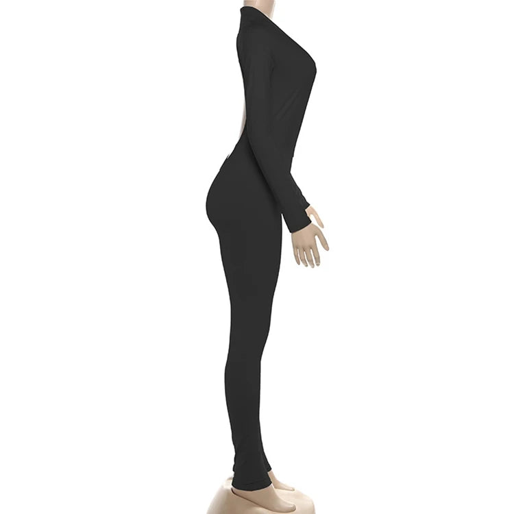 STYLISH LADY Cut Out Jumpsuits 2025 Autumn Women Long Sleeve V Neck Backless Bodycon Sexy Club Party Rompers Jumpsuits