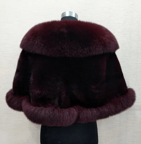 White Fur Shawl Women's  Jacket  Autumn Winter Faux Mink Fox Fur Dress Cheongsam Cloak Coats New 2026 Thicken Warm Short Outwear