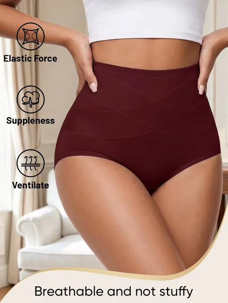 High Waist Seamless Women Brief Underwear 8 Pack Plus Size Gentle Tummy Control Waist Hip Shaping Close Fitting Shorts