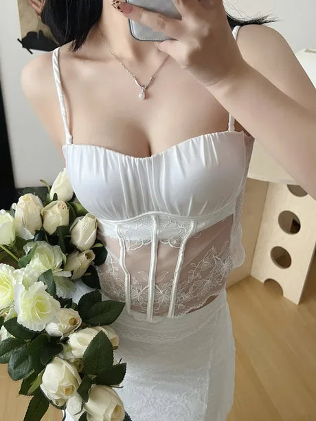 Women Elegant French Longline Lingerie, Lace Satin Wireless Bra, Push Up Sexy Open Back, Luxury Bridal Underwear Fit Small Bust