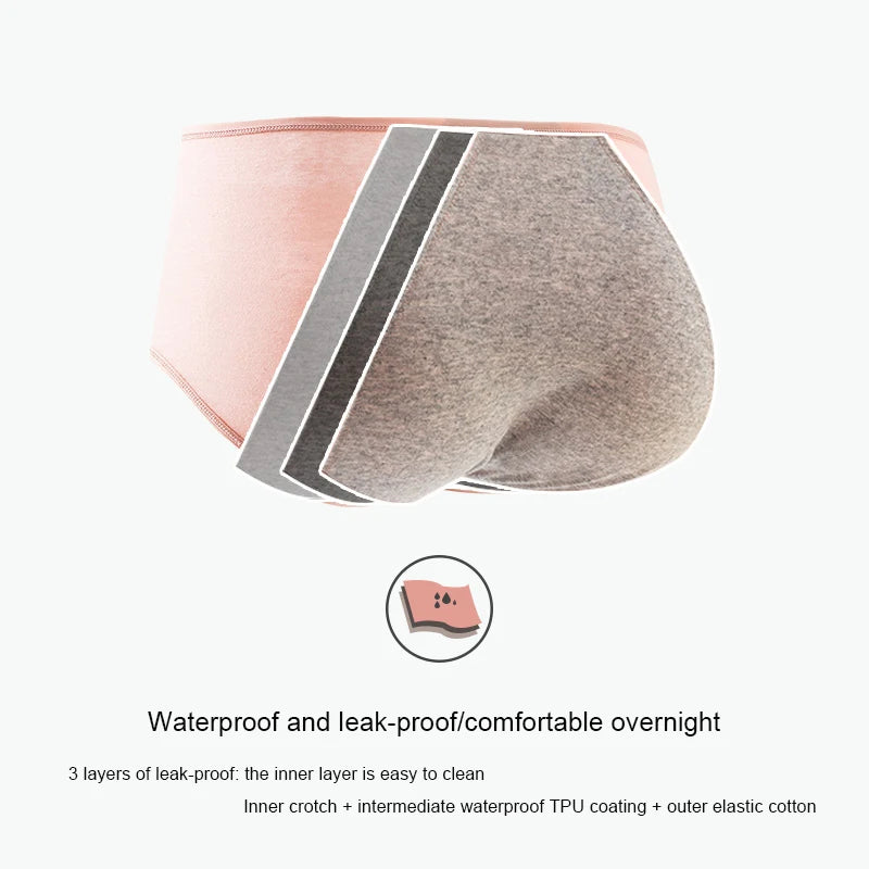 3PCS Cotton Menstrual Panties Leak Proof Breathable Sexys Panties Woman Women Girls Physiological Pants Women's Intimates M-XL