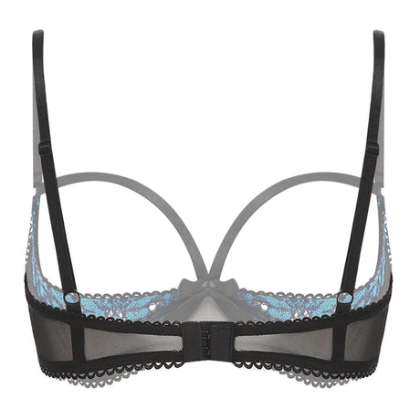 Womens Sexy Cupless Bra Sheer Floral Lace Bra Hollow Out 1/4 Cups Push-up Underwire Bralette Balconette Lingerie Underwear