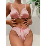 Sexy heart printed lingerie sets for women satin silk bra panties pajamas set soft sleepwear erotic babydolls costumes plus size