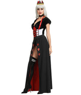 Queen of Hearts Costume Women Alice in Wonderland Costume Poker Queen Cosplay Halloween Carnival Masquerade Costumes Sexy Dress