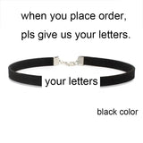 DIY Personalized Rhinestone Letter Custom Name Necklace Black Velvet Leather Choker Collar Neck Jewelry Friends Family Gifts
