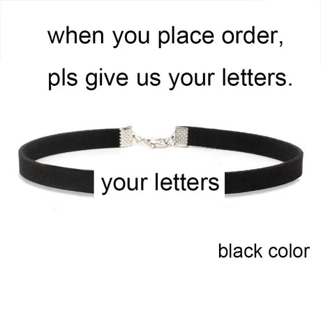 DIY Personalized Rhinestone Letter Custom Name Necklace Black Velvet Leather Choker Collar Neck Jewelry Friends Family Gifts