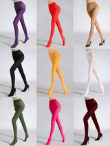 1 Pair Women's Olive Green 80D Velvet High Elastic Sexy Tights Pantyhose Large Size Spring Summer Autumn Daily Party Wear