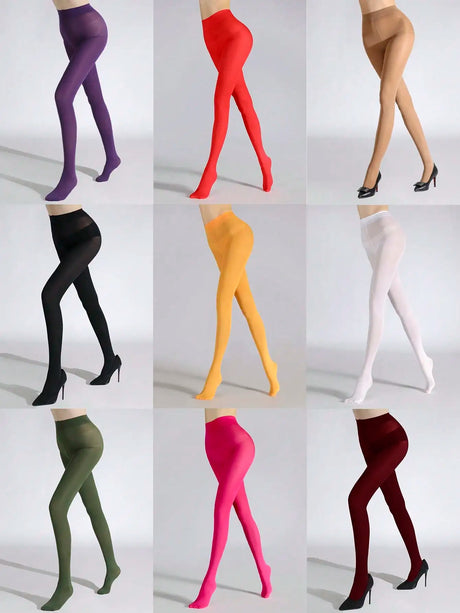 1 Pair Women's Olive Green 80D Velvet High Elastic Sexy Tights Pantyhose Large Size Spring Summer Autumn Daily Party Wear