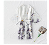 Sexy Nightwear Gown Set Women 2PC Pyjama V-Neck Pajamas Silky Sleepwear Spring Lady Sleep Suit Robe Wear Home Negligee Homewear