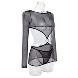 Sexy Lingerie Set Transparent Sheer Mesh Babydoll Erotic Nightwear Women Cutout Waist Lace Underwear Women's Sexy Nightie