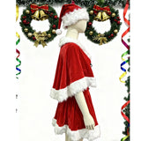 Christmas girl cute style red strapless dress, women's fur shawl, pure desire lace up short skirt, cosplay set