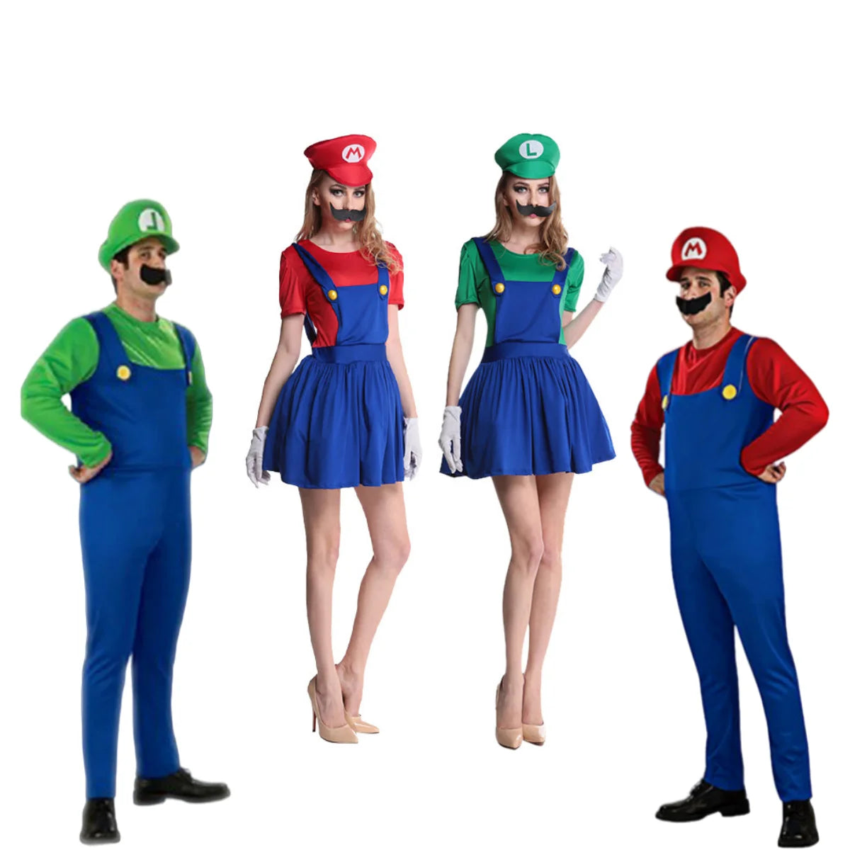Game Luigi Brothers Uniform Set Cosplay Costumes Funny Anime Adult Men Jumpsuit Woman Dress Halloween Costume
