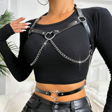 Women Fashion Chain Leather Waist Belt Chest Harness Belt Corset Bondage Lingerie Punk Gothic Lingerie Clothing Accessorie