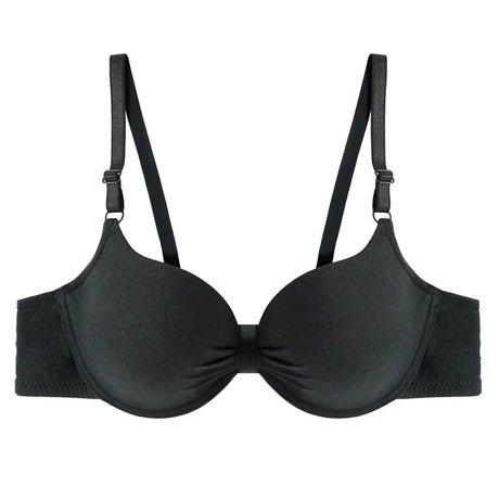Sexy Women Cotton Gathered Bra Deep V Underwire Ladied  Brassiere Push Up Lingerie Solid Bras Backless Intimate Underwear