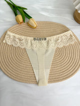 Personalized Custom Thong Name Crystal Letter G-String Low Waisted Lace Thong Ice Silk Bikini Panties Hot Wife Girlfriend Gift