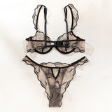 Diccvicc Sexy Bra 2 Pieces Leaf Inspired Lace Pattern Sheer Mesh Low Rise Panty Women Underwear Set See Through Daring Lingerie