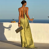Elegant Solid Women's Dress Side Split Backless V-Neck Hip Package Lady Long Dresses 2026 Summer Autumn Female Party Robe New