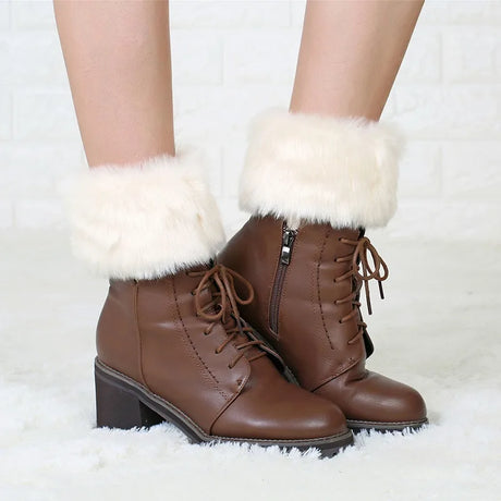 Women's Winter New Average Size Short Flip Flop Fur Warm Socks Boot Covers Knitted Wool Leg Warmers Breathable Anti-friction