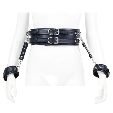 Leather BDSM Harness Woman Accessories Set Fetish Lingerie Body Bondage Gear Waist Thigh Restraints Cuffs Garter Belt Sex Toys