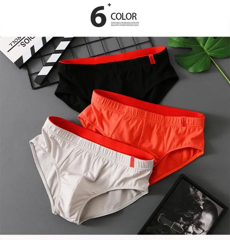 1/3 PCS Solid Cotton Briefs Men's Convex Pouch Panties Youth Fasion Low Rise Breathable Men's Comfortable Underwear Solid Color