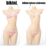 Women Sexy Lingerie Lolita Kawaii Striped Mini Bra Panties Set Japanese Anime Cosplay Underwear Naughty Erotic Costumes