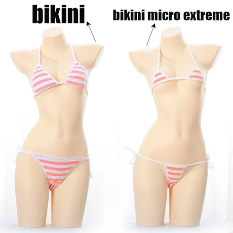 Women Sexy Lingerie Lolita Kawaii Striped Mini Bra Panties Set Japanese Anime Cosplay Underwear Naughty Erotic Costumes