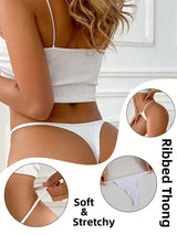 9Pcs Sexy Thong Panties Ribbed Low Waist Seamless Thongs Soft Briefs Breathable Comfortable G-String Underwear Simple Style