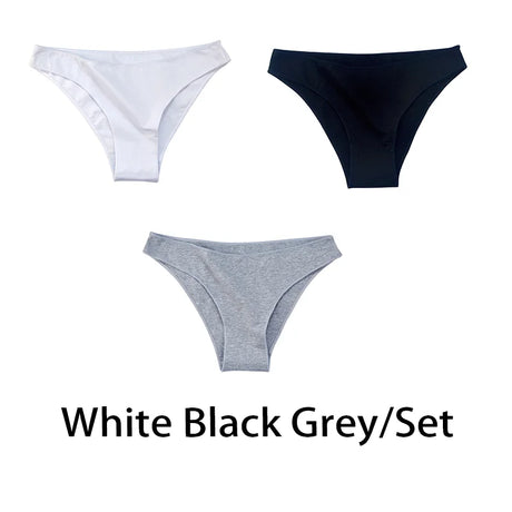 3PCS/Set Women Sexy Cotton Panties Low Waist Bikini Underwear Female Underpants Solid Color Soft Girls Briefs Intimates