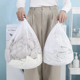 1Pc Drawstring Mesh Laundry Bags Fine/Coarse Mesh Washing Machine Travel Laundry Pouch Soft White Lingerie Storage Clothing Hot