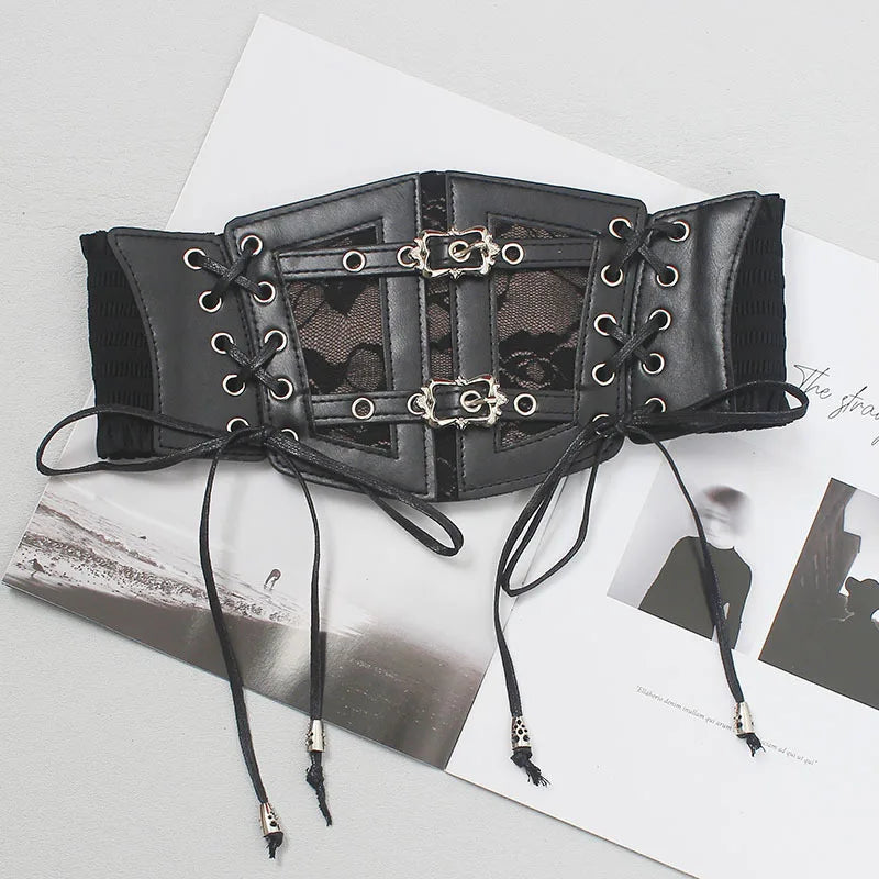 Ladies's Retro corset Belts Pin Buckle Elastic Lace