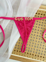 Personalized Custom Rhinestone Letter Name  Low Waist Strap Thong G-String Tanga Underwear Bikini Wife Girlfriend Custom Gift