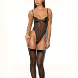 Tornova Erotic Lingerie Bodysuit Sexy Lace See-through Body Shaping Mesh Underwear Suspender Halterneck Sexy Underwear for Women
